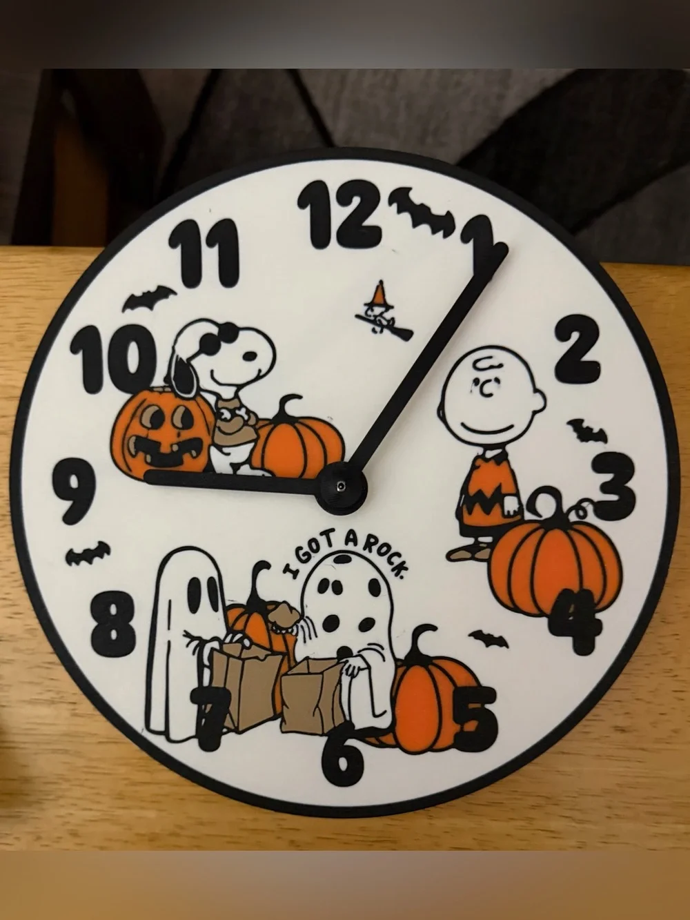Peanuts Halloween Wall Clock – White and Orange